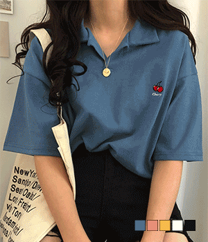 [무료배송] 체리 카라 오버핏 티셔츠