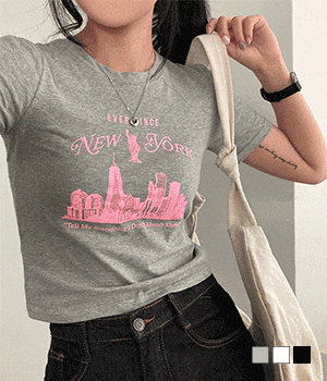 [무료배송] 에버 뉴욕 컬러 레터링 반팔 티셔츠