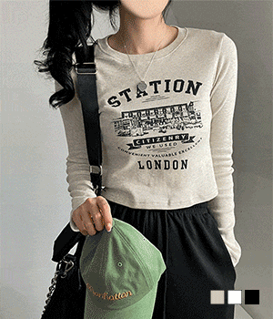[무료배송] 런던스테이션 골지 크롭 긴팔 티셔츠